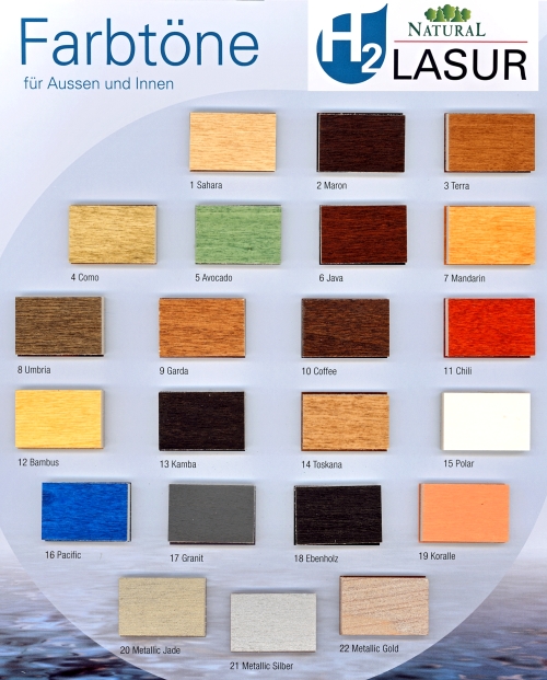 h2-Lasur - die Holzlasur von Natural Naturfarben - Farbkarte